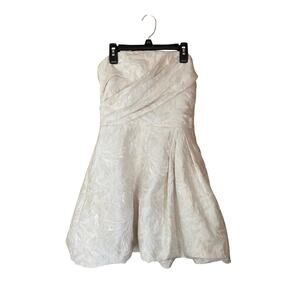 Monique Lhullier jacquard off-white strapless mini dress with pockets size 4